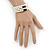 White Faux Pearl, Black Glass Bead Coil Flex Bracelet - Adjustable - view 10