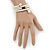White Faux Pearl, Black Glass Bead Coil Flex Bracelet - Adjustable - view 3