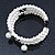 White Faux Pearl, Black Glass Bead Coil Flex Bracelet - Adjustable - view 6