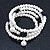 White Faux Pearl, Black Glass Bead Coil Flex Bracelet - Adjustable - view 5
