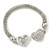 Silver Tone Mesh Bracelet With Crystal Heart Magnetic Closure - 17cm Length - view 4