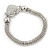 Silver Tone Mesh Bracelet With Crystal Heart Magnetic Closure - 17cm Length - view 5