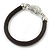 Black Rubber Bracelet With Crystal Heart Magnetic Closure - 17cm L - For small wrist - view 5