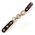 Clear Crystal Oval Link With Faux Brown Leather Bracelet In Gold Tone - 19cm L - view 3