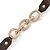 Clear Crystal Oval Link With Faux Brown Leather Bracelet In Gold Tone - 19cm L - view 5