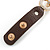 Clear Crystal Oval Link With Faux Brown Leather Bracelet In Gold Tone - 19cm L - view 8