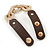 Clear Crystal Oval Link With Faux Brown Leather Bracelet In Gold Tone - 19cm L - view 9