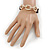 Clear Crystal Oval Link With Faux Brown Leather Bracelet In Gold Tone - 19cm L - view 2