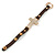 Clear Crystal Cross With Brown Leather Style Bracelet In Gold Tone - 18cm L - view 5