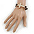 Clear Crystal Cross With Brown Leather Style Bracelet In Gold Tone - 18cm L - view 2