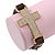 Clear Crystal Cross With Brown Leather Style Bracelet In Gold Tone - 18cm L - view 3