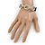 Clear Crystal Oval Link With Faux Black Leather Bracelet In Gold Tone - 19cm L - view 2