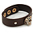 Brown Leather Style Crystal Studded Bracelet With Gold Plated Tiger Head - up to 21cm L - view 8