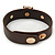 Brown Leather Style Crystal Studded Bracelet With Gold Plated Tiger Head - up to 21cm L - view 5