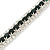 Clear/ Dark Green Austrian Crystal Bracelet In Rhodium Plated Metal - 17cm Length - view 4
