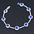 Sapphire Blue/ Clear Swarovski Crystal Floral Bracelet In Rhodium Plated Metal - 17cm L - view 9