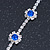 Sapphire Blue/ Clear Swarovski Crystal Floral Bracelet In Rhodium Plated Metal - 17cm L - view 11