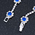 Sapphire Blue/ Clear Swarovski Crystal Floral Bracelet In Rhodium Plated Metal - 17cm L - view 4