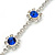Sapphire Blue/ Clear Swarovski Crystal Floral Bracelet In Rhodium Plated Metal - 17cm L - view 5