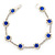Sapphire Blue/ Clear Swarovski Crystal Floral Bracelet In Rhodium Plated Metal - 17cm L