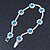 Teal Blue/ Clear Swarovski Crystal Floral Bracelet In Rhodium Plated Metal - 17cm L - view 8