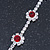 Red/ Clear Swarovski Crystal Floral Bracelet In Rhodium Plated Metal - 17cm L - view 10