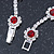 Red/ Clear Swarovski Crystal Floral Bracelet In Rhodium Plated Metal - 17cm L - view 4
