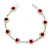 Red/ Clear Swarovski Crystal Floral Bracelet In Rhodium Plated Metal - 17cm L