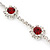 Red/ Clear Swarovski Crystal Floral Bracelet In Rhodium Plated Metal - 17cm L - view 6