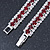 Clear/ Burgundy Red Austrian Crystal Bracelet In Rhodium Plated Metal - 17cm Length - view 4
