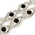 Two Row Clear/ Black Austrian Crystal Bracelet In Silver Tone Metal - 15cm L/ 5cm Ext - view 4