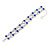 Two Row Clear/ Sapphire Blue Austrian Crystal Bracelet In Silver Tone Metal - 15cm L/ 5cm Ext