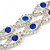 Two Row Clear/ Sapphire Blue Austrian Crystal Bracelet In Silver Tone Metal - 15cm L/ 5cm Ext - view 4