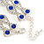 Two Row Clear/ Sapphire Blue Austrian Crystal Bracelet In Silver Tone Metal - 15cm L/ 5cm Ext - view 5