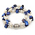 3 Strand Freshwater Pearl, Cobalt Blue Shell Nugget Flex Bracelet - 20cm L - view 5
