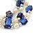 3 Strand Freshwater Pearl, Cobalt Blue Shell Nugget Flex Bracelet - 20cm L - view 4