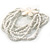 Multistrand White Glass Bead Flex Bracelet with Mother of Pearl Flower Pendant - 19cm L - view 5
