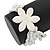 Multistrand White Glass Bead Flex Bracelet with Mother of Pearl Flower Pendant - 19cm L - view 3
