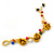 Handmade Yellow Leather Rose, Beaded Bracelet with Button and Loop Closure - 16cm L/ 2cm Ext - view 6