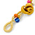 Handmade Yellow Leather Rose, Beaded Bracelet with Button and Loop Closure - 16cm L/ 2cm Ext - view 4
