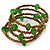 Multistrand Bronze/ Green Glass Bead Flex Bracelet - Adjustable - view 3