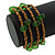 Multistrand Bronze/ Green Glass Bead Flex Bracelet - Adjustable - view 5
