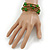 Multistrand Bronze/ Green Glass Bead Flex Bracelet - Adjustable - view 2