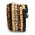 Wide Brown Wooden Bead Coil Flex Bracelet - Adjustable - view 6
