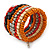 Wide Red/ Black/ Orange Wooden Bead Coil Flex Bracelet - Adjustable - view 5