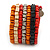 Wide Red/ Black/ Orange Wooden Bead Coil Flex Bracelet - Adjustable - view 7
