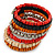 Wide Red/ Black/ Orange Wooden Bead Coil Flex Bracelet - Adjustable - view 3
