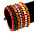 Wide Red/ Black/ Orange Wooden Bead Coil Flex Bracelet - Adjustable - view 2