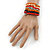 Wide Red/ Black/ Orange Wooden Bead Coil Flex Bracelet - Adjustable - view 4