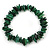 Forest Green Shell Nugget Stretch Bracelet - up to 19cm
